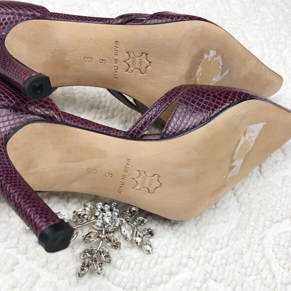 Ellen Tracy Shoes Heels Leather Snake Skin Purple 6 - Picture 6 of 7